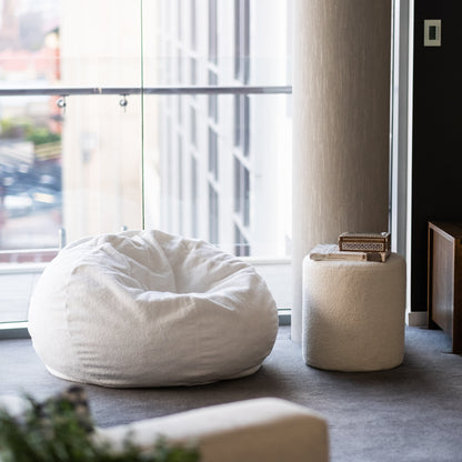 Boucle Fur Bean Bag - French White
