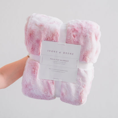Cloud Plush Fur Throw Blanket - Marble Pink