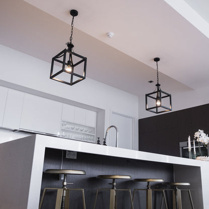 Langham Hampton Style Lantern Pendant Light - Black