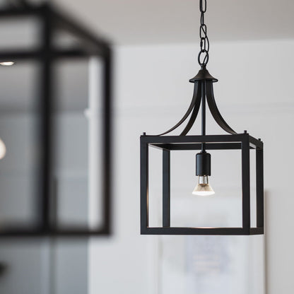 Langham Hampton Style Lantern Pendant Light - Black