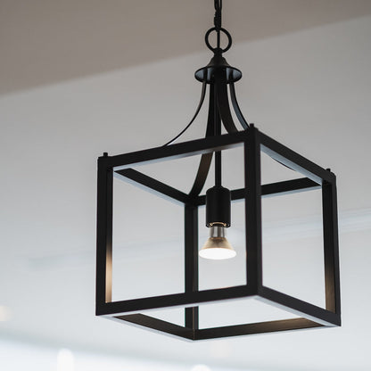 Langham Hampton Style Lantern Pendant Light - Black