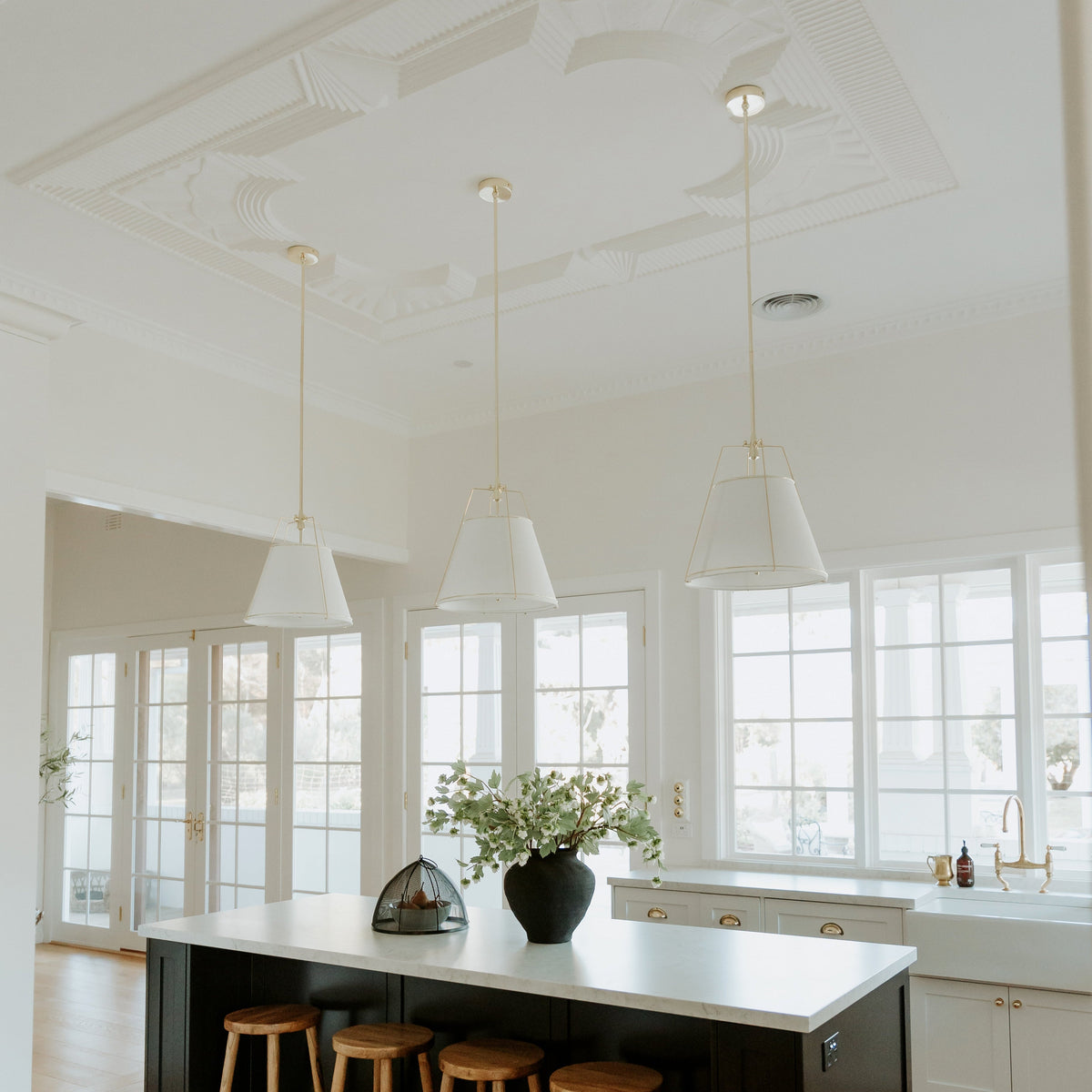 Jessie Pendant Light - White/Polished Gold Hardware