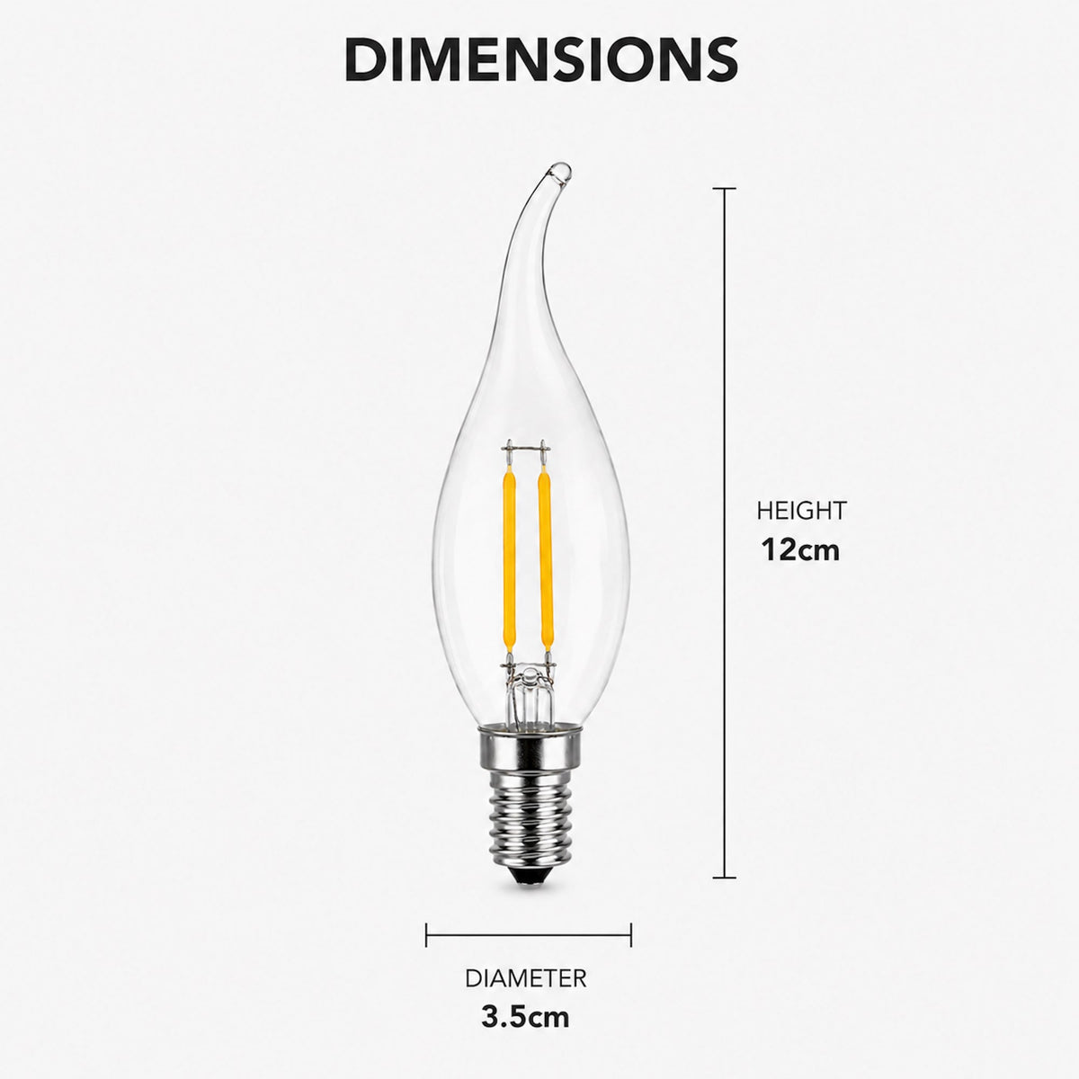 LED E14 Flame Tip Bulb Chandelier Candle Globes - 2w Warm White