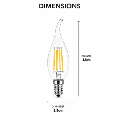 LED E14 Flame Tip Bulb Chandelier Candle Globes - 4w Warm White