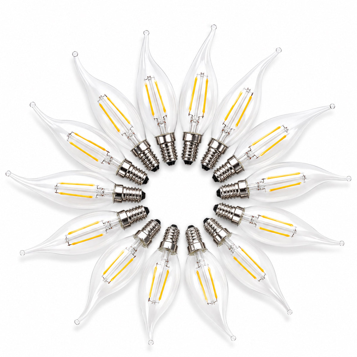 LED E14 Flame Tip Bulb Chandelier Candle Globes - 2w Warm White