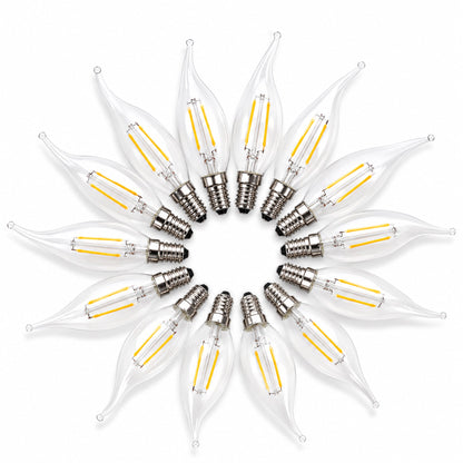 LED E14 Flame Tip Bulb Chandelier Candle Globes - 2w Warm White