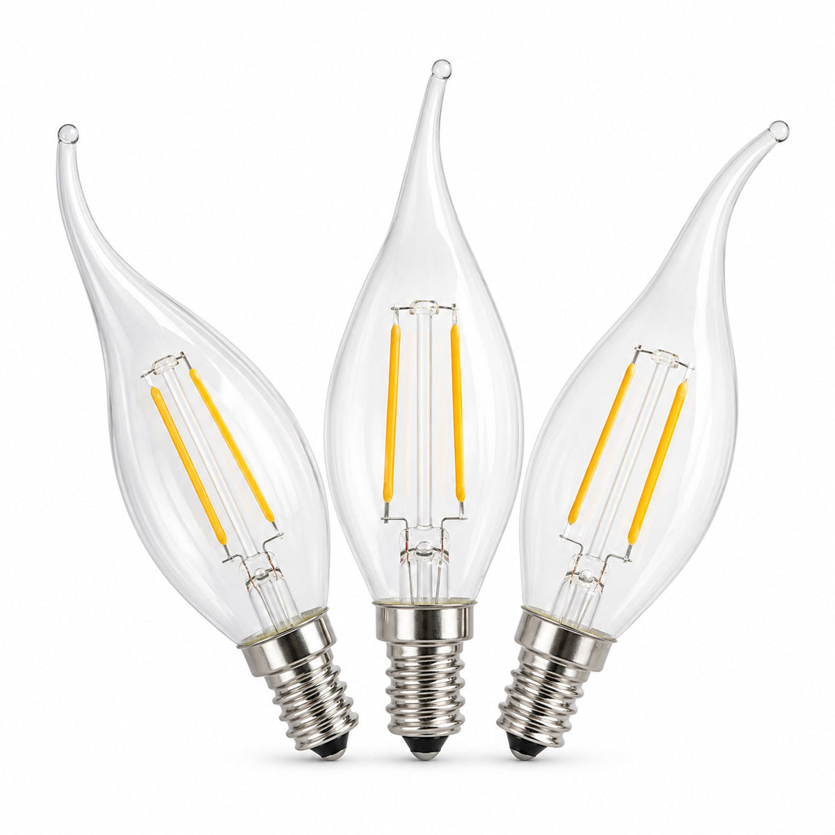 LED E14 Flame Tip Bulb Chandelier Candle Globes - 2w Warm White