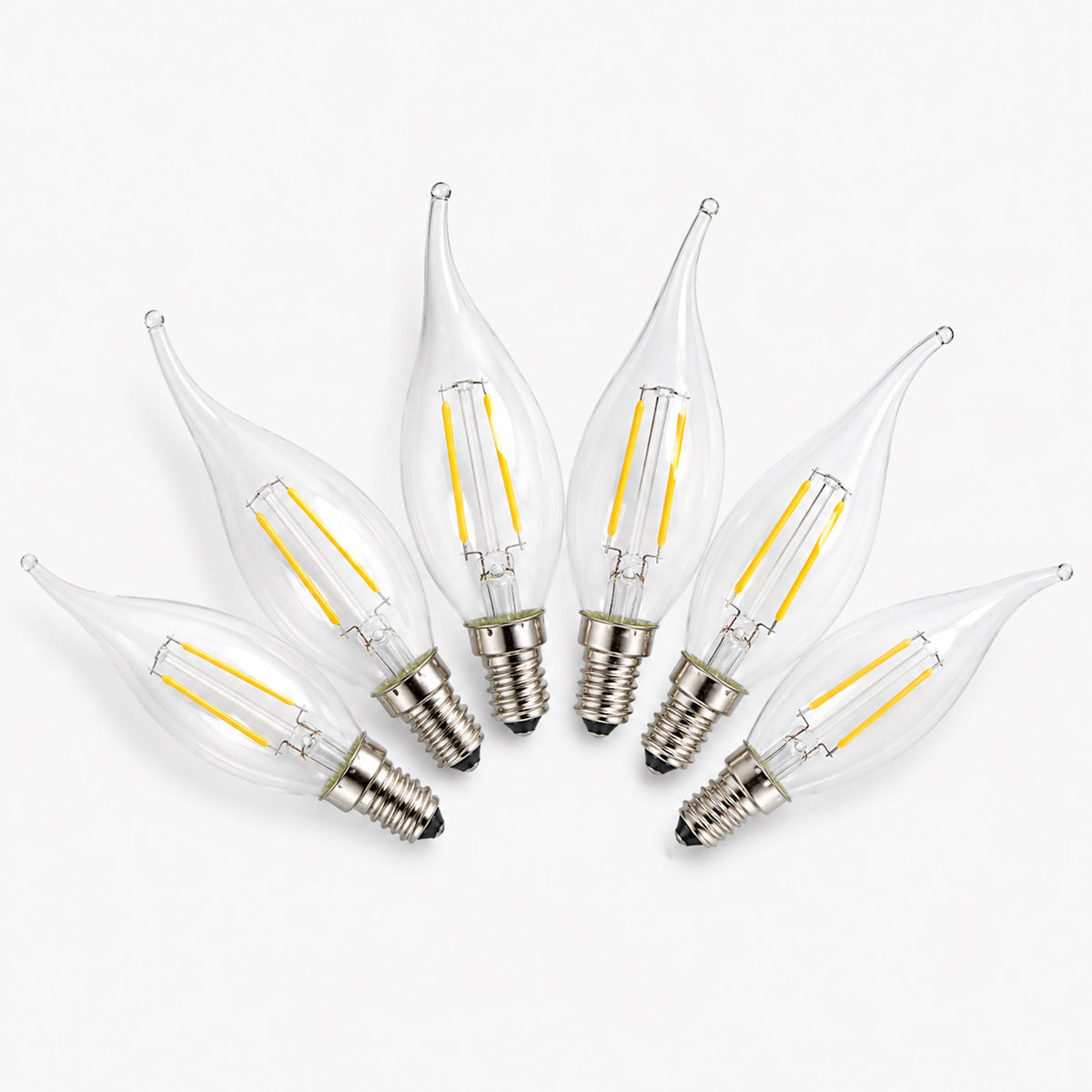 LED E14 Flame Tip Bulb Chandelier Candle Globes - 2w Warm White