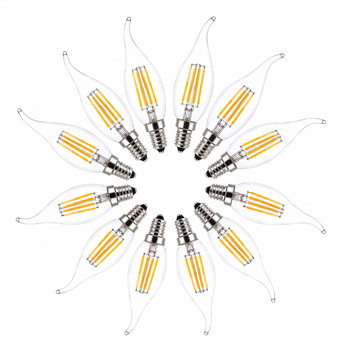 LED E14 Flame Tip Bulb Chandelier Candle Globes - 4w Warm White