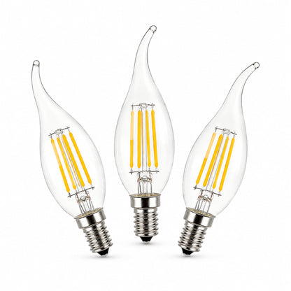 LED E14 Flame Tip Bulb Chandelier Candle Globes - 4w Warm White