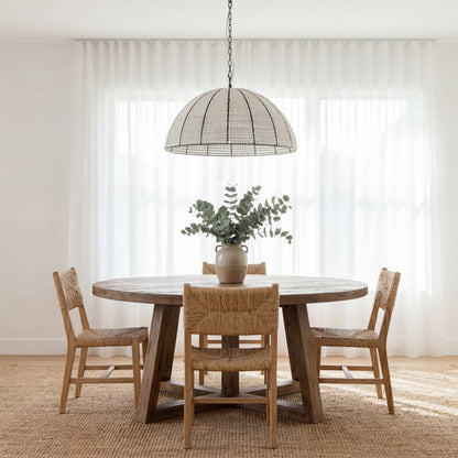 Estelle Beaded Dome Pendant Light - White/Matt Black