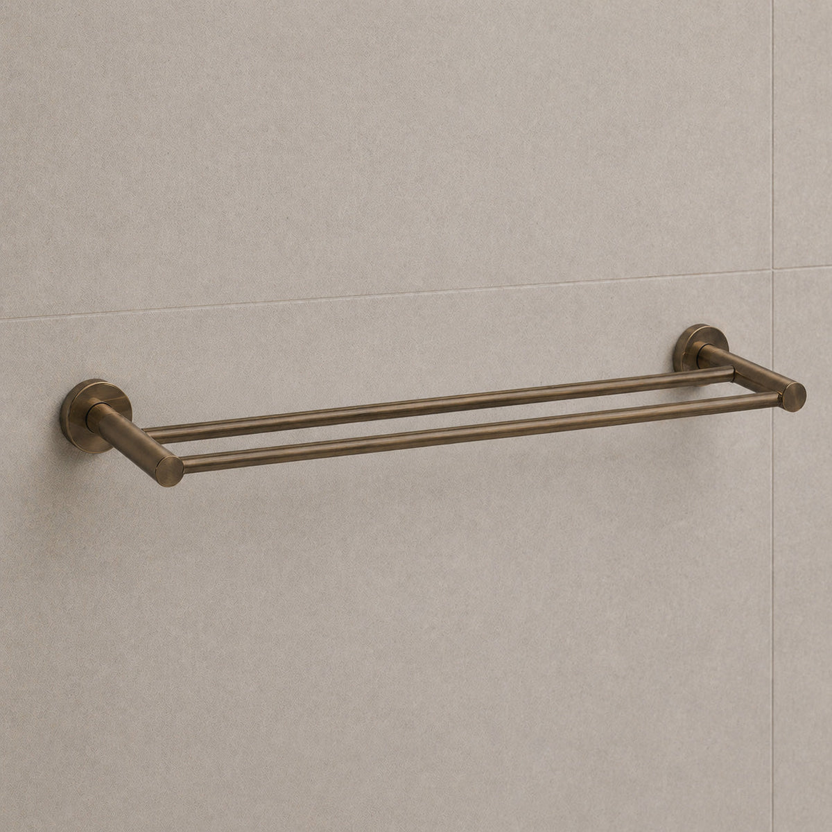 Reno Double Towel Rail - Antique Brass