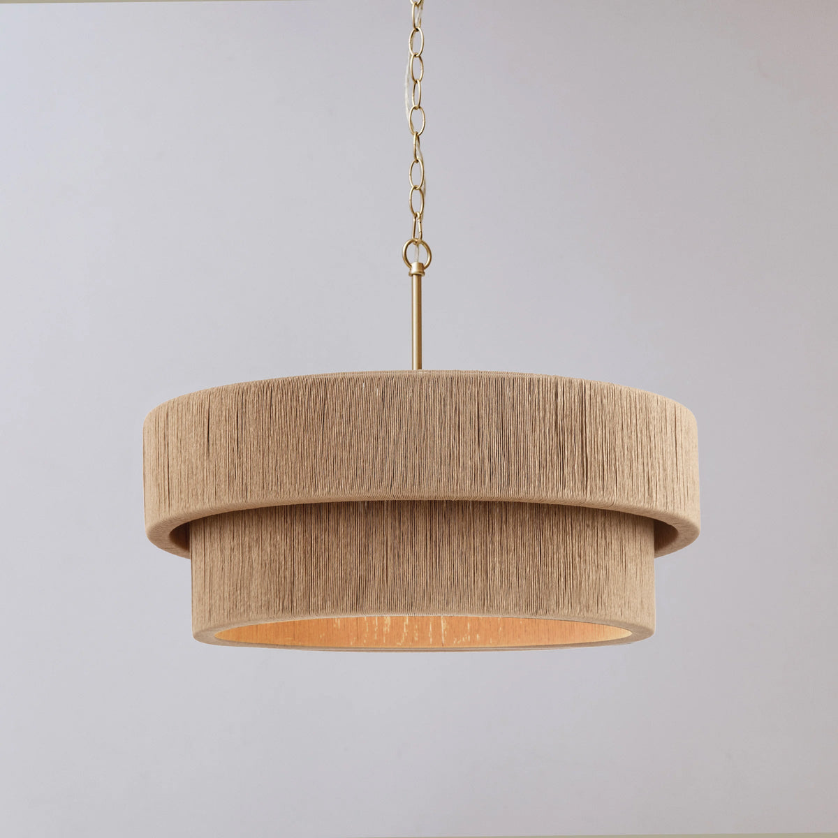 Sorrento Double Tiered Rope Chandelier - Natural/Gold