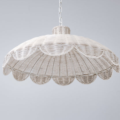 Alice Scallop Rattan Pendant Light - White