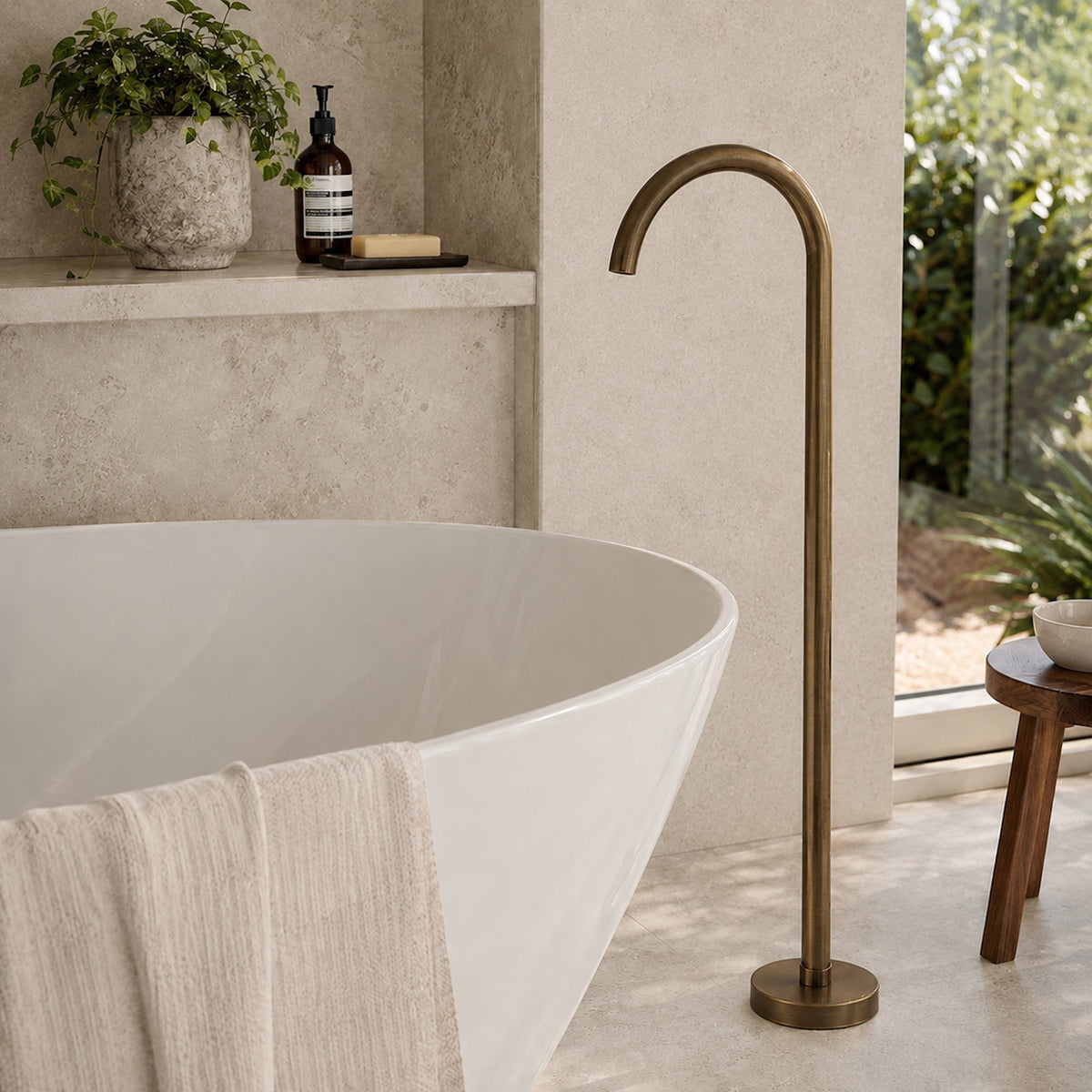 Reno Freestanding Bath Spout - Antique Brass