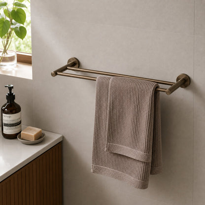 Reno Double Towel Rail - Antique Brass
