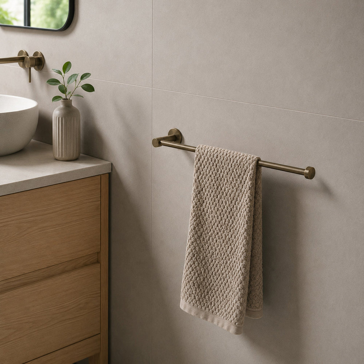 Reno Hand Towel Holder - Antique Brass