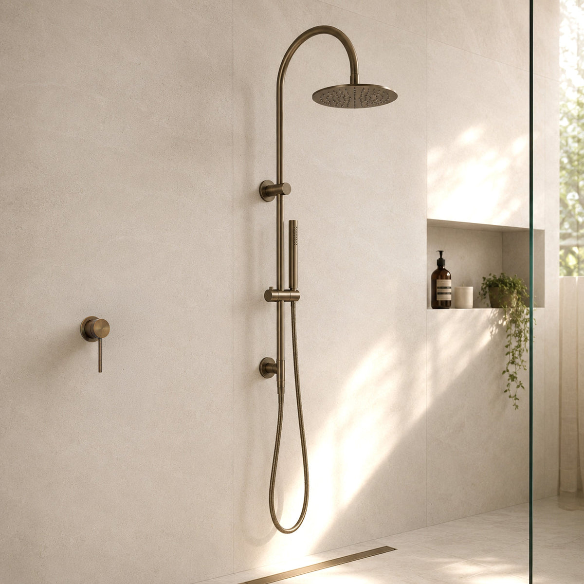 Reno Shower Mixer - Antique Brass