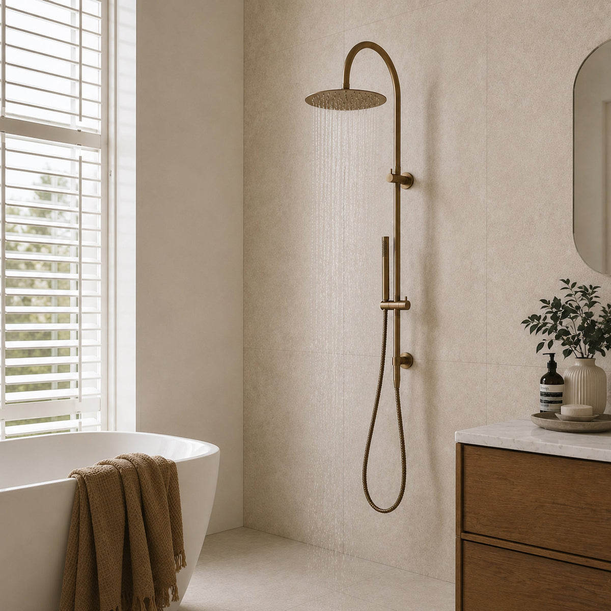 Reno Combination Shower - Antique Brass