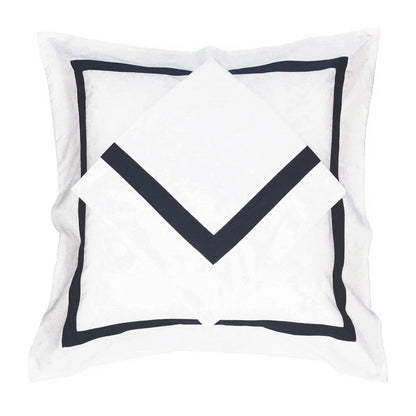 Ava Collection White European Pillowcase Set - Black Trim