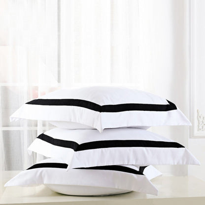 Ava Collection White European Pillowcase Set - Black Trim