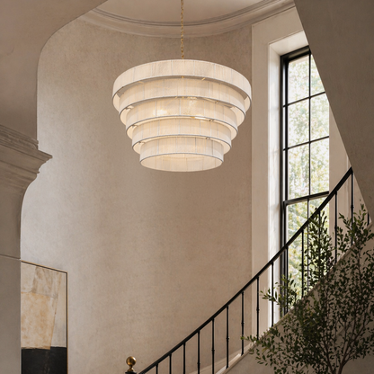 Avalon Five Tiered Rope Chandelier - White/Gold