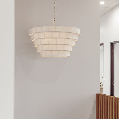 Avalon Five Tiered Rope Chandelier - White/Gold