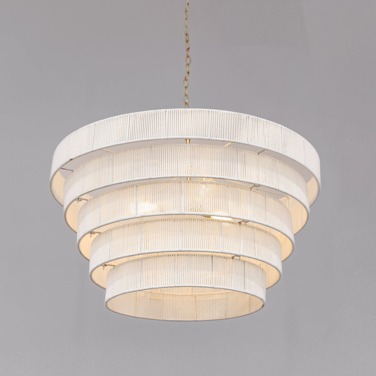 Avalon Five Tiered Rope Chandelier - White/Gold