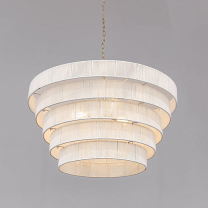 Avalon Five Tiered Rope Chandelier - White/Gold