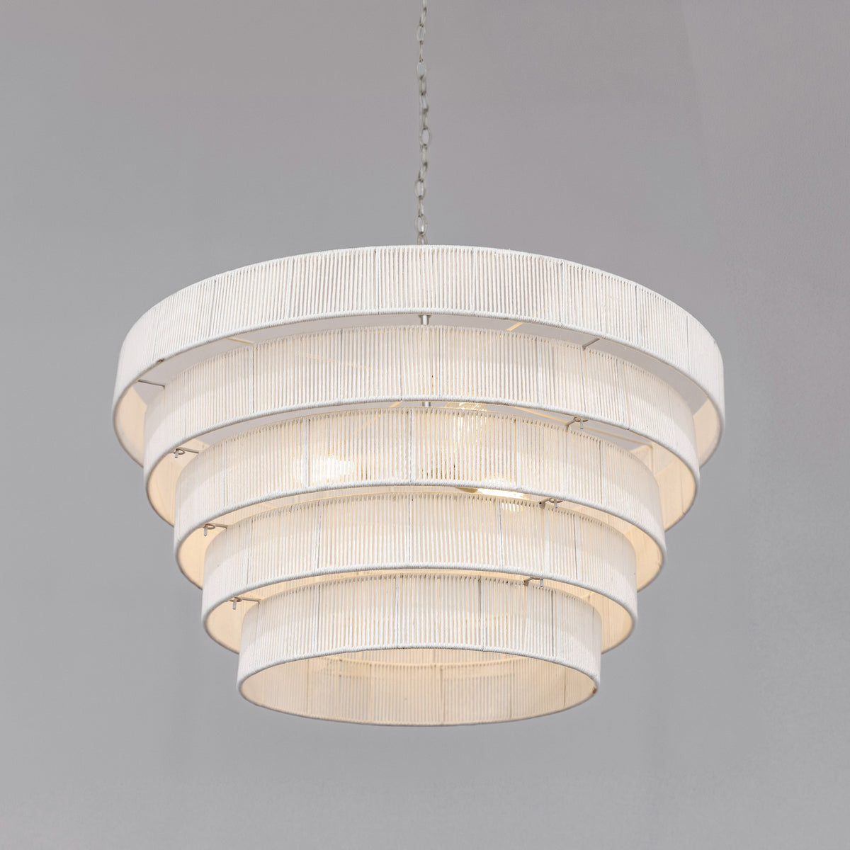 Avalon Five Tiered Rope Chandelier - White/Nickel