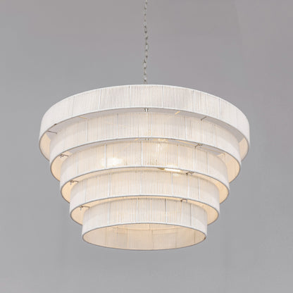 Avalon Five Tiered Rope Chandelier - White/Nickel