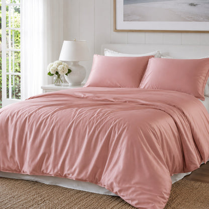 Silky Soft Bamboo Quilt Cover - Coral Pink