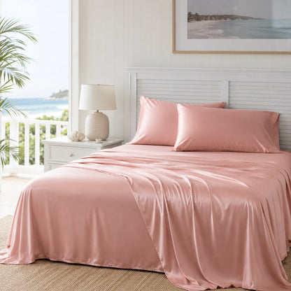 Silky Soft Bamboo Sheet Set - Coral Pink