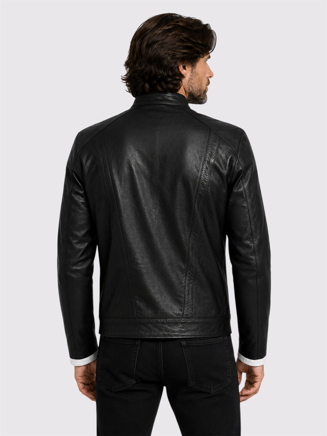 Black and White Leather Motorcycle Jacket