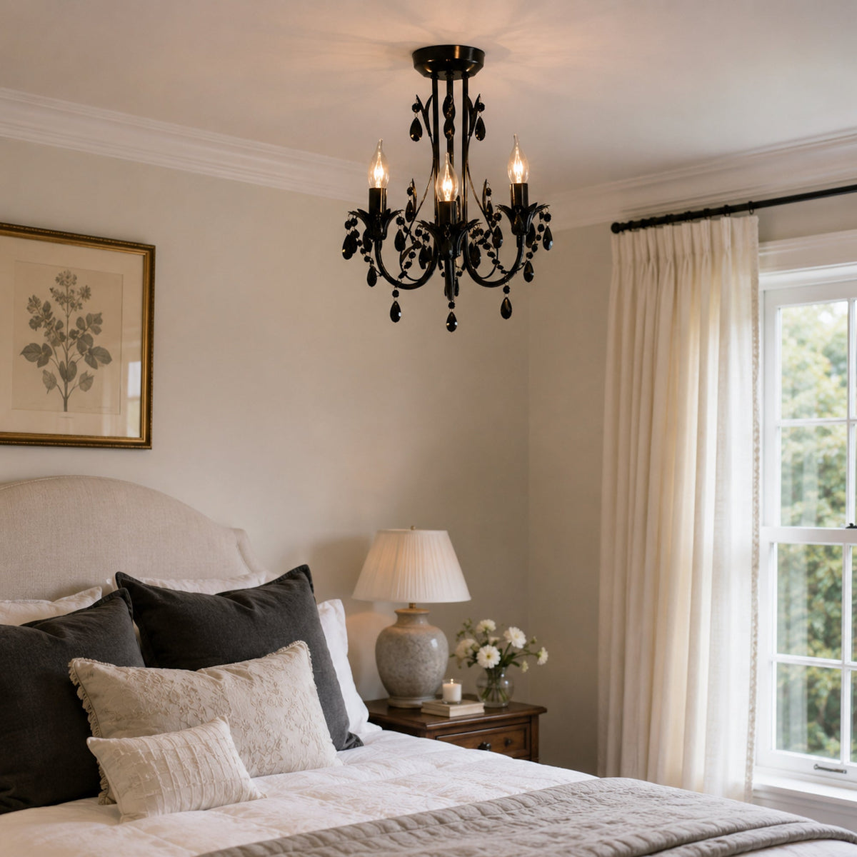 Harmony Leaf Chandelier 3 Light - Black