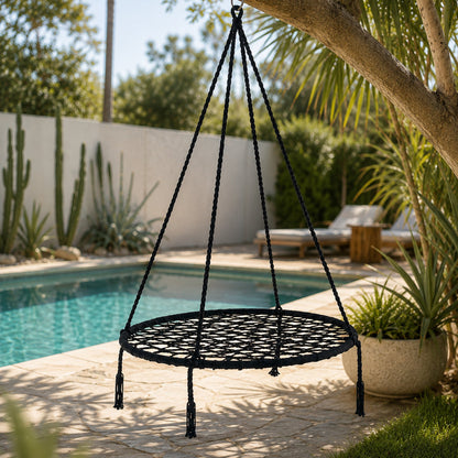 Morocco Macrame Hanging Hammock Swing - Black