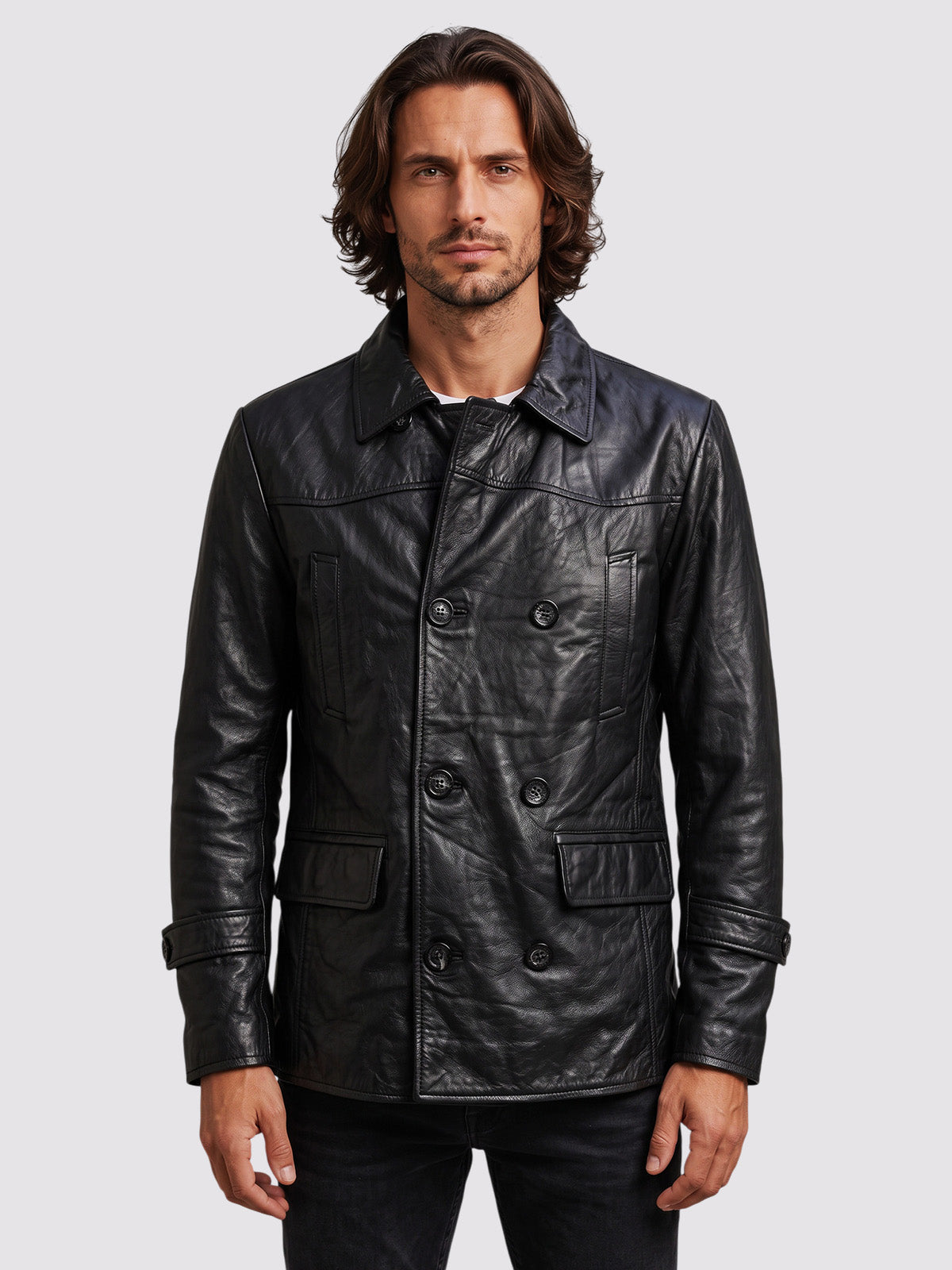 Black Reefer Leather Jacket