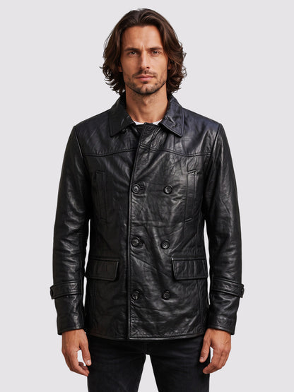 Black Reefer Leather Jacket