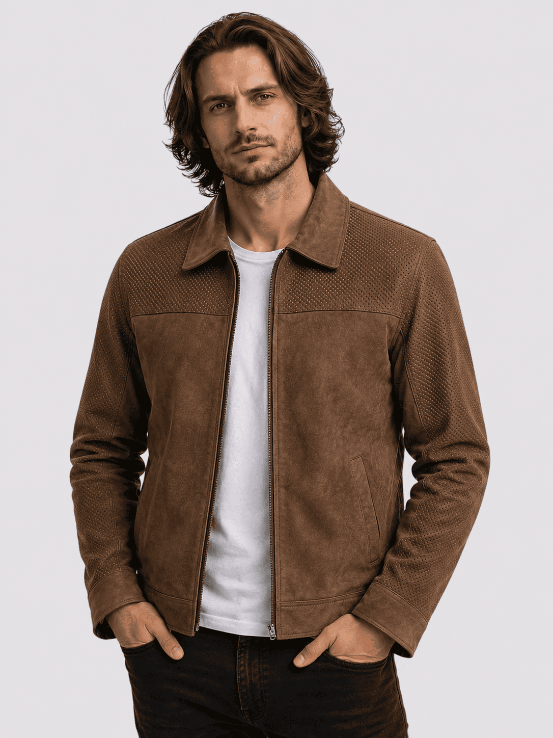 Blake Men's Brown Suede Textured Jacket