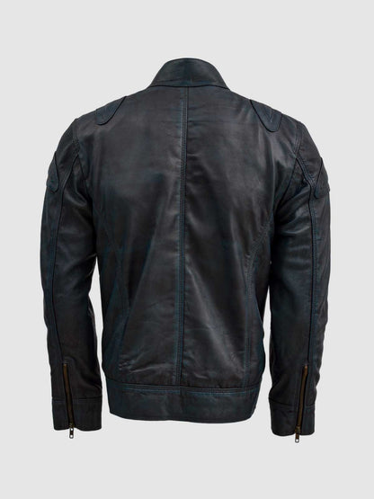 Blue Waxed Jacket With Red Shade