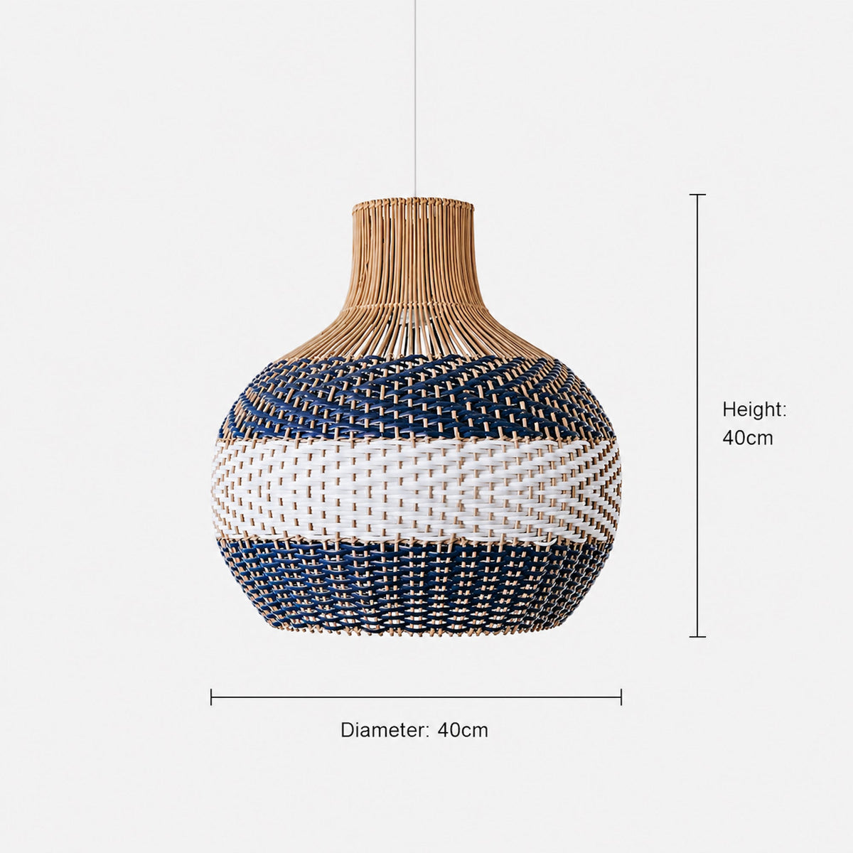 Bondi Rattan Pendant Light - White & Blue