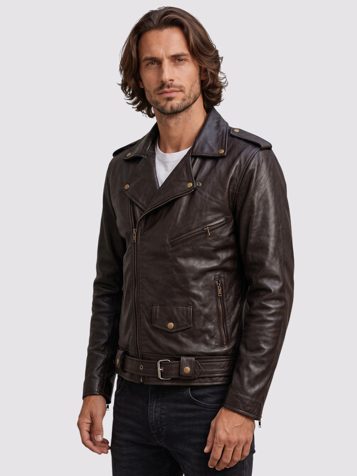 Brown Leather Motorcycle Jacket