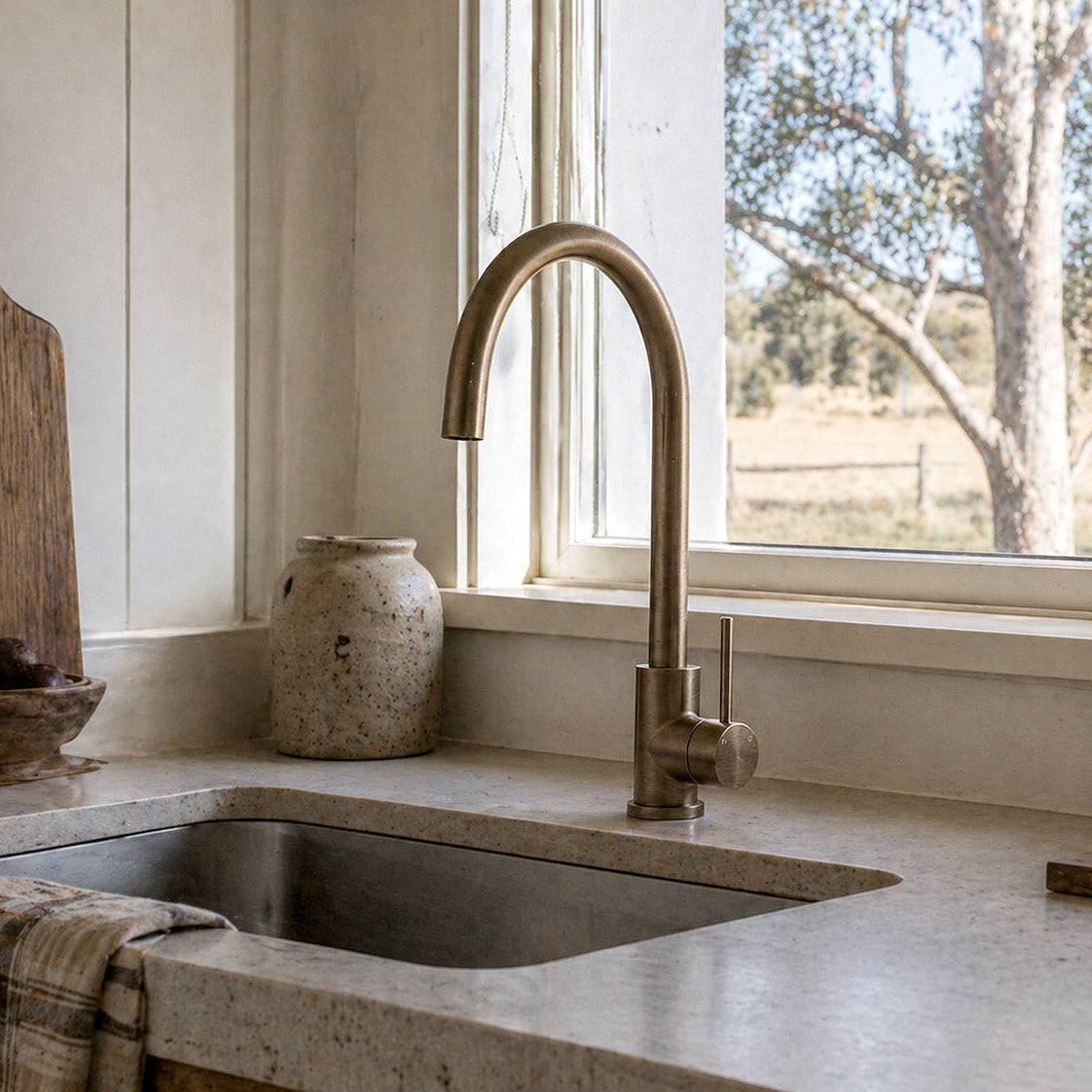Reno Kitchen Mixer - Antique Brass