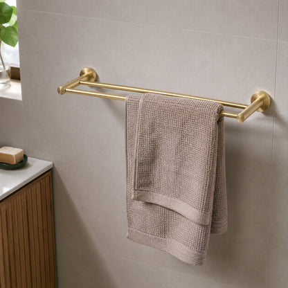 Reno Double Towel Rail - Brushed Brass