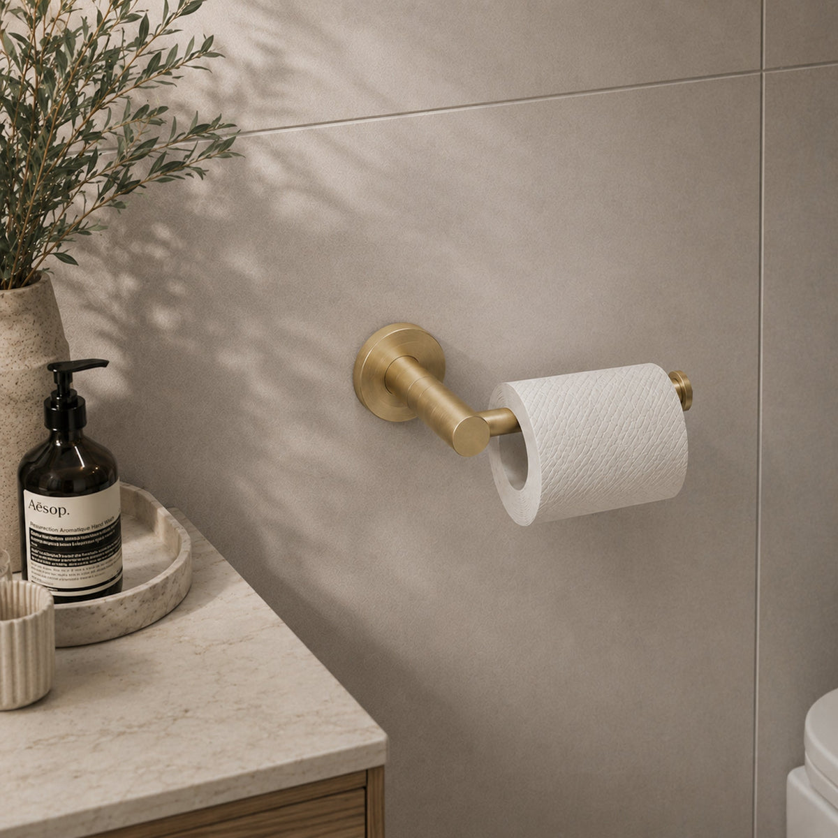 Reno Toilet Roll Holder - Brushed Brass