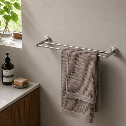 Reno Double Towel Rail - Brushed Nickel