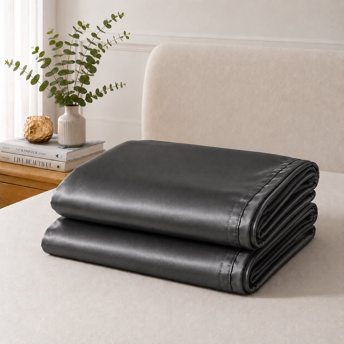 Satin Pillowcase Set - Charcoal
