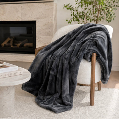 Cloud Plush Soft Throw Blanket - Charcoal Grey