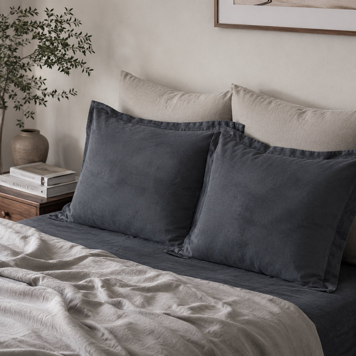 Fur Velvet European Pillowcase Set - Charcoal