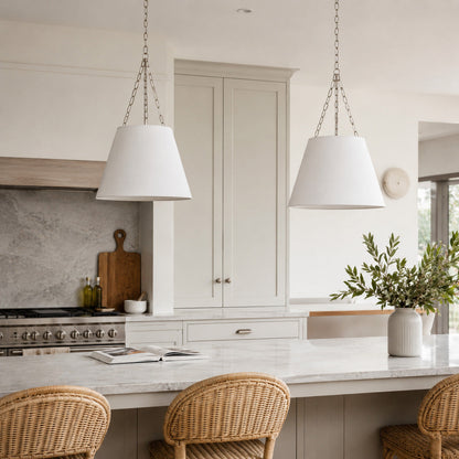 Chloe Pendant Light - White with Nickel Hardware